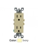 Leviton 5325-I - 15 A - 125 V - NEMA 5-15R - Decora Duplex Receptacle - Residential Grade - Grounding - Ivory